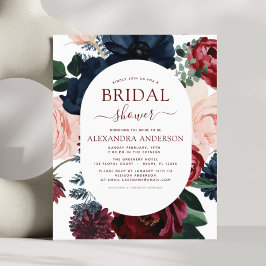 Budget Burgundy Navy Blue Floral Brautparty