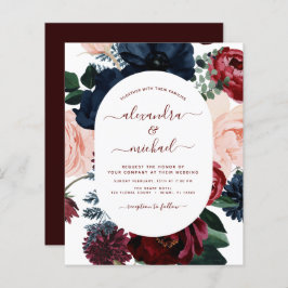 Budget Burgundy Navy Blue Floral Wedding