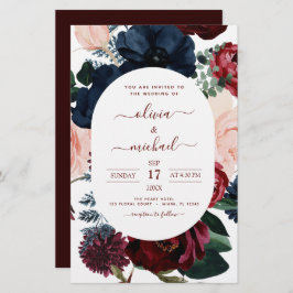 Budget Burgundy Navy Blue Floral Wedding