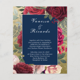Budget Burgundy Navy Blue Wedding Einladung