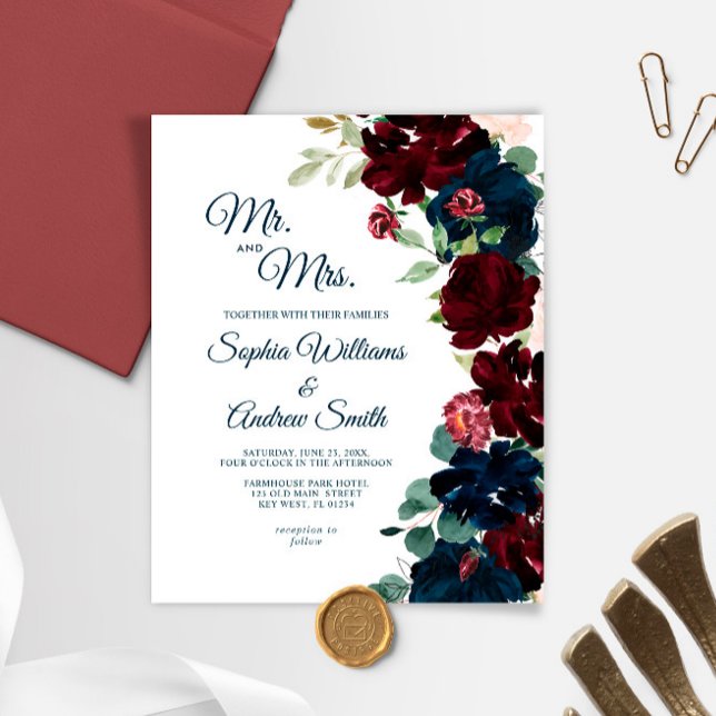 Budget Burgundy & Navy Blumen Hochzeit (Von Creator hochgeladen)