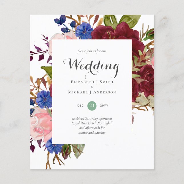 BUDGET Burgundy Navy Blumenaufenthalte Fl. Flyer (Vorne)