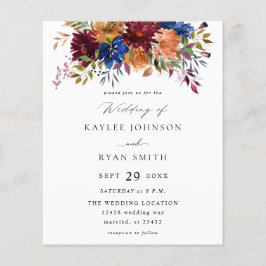Budget Burgundy Navy Orange Fall Floral Wedding 2 Flyer