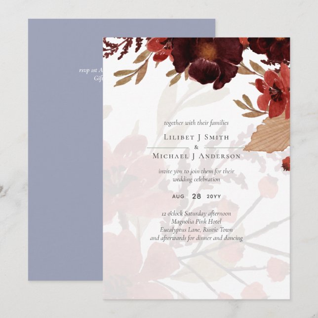 Budget Burgundy Orange Fall Floral Wedding (Vorne/Hinten)