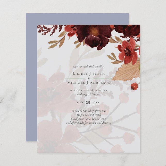 Budget Burgundy Orange Fall Floral Wedding (Vorne/Hinten)