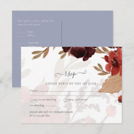 Budget Burgundy Orange Fall Floral Wedding Postkarte