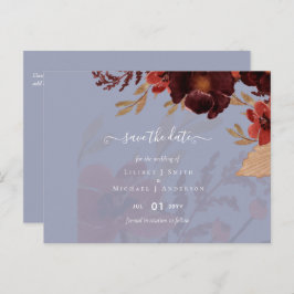 Budget Burgundy Orange Fall Floral Wedding Postkarte