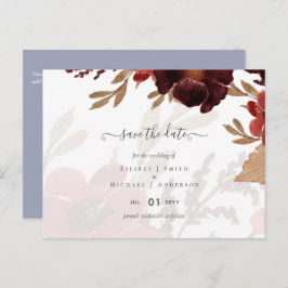 Budget Burgundy Orange Fall Floral Wedding Postkarte