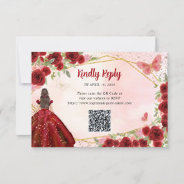 Budget Burgundy Red Gold Floral Princess QR UAWG Mitteilungskarte