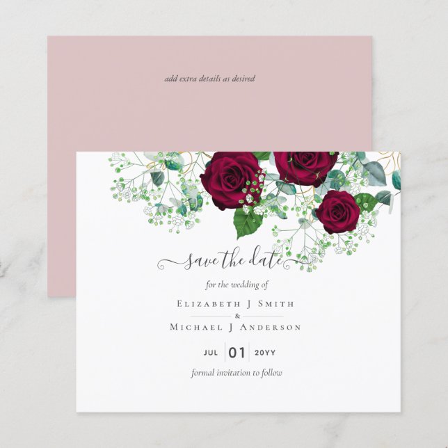 BUDGET Burgundy Rose Eukalyptus Wedding (Vorne/Hinten)