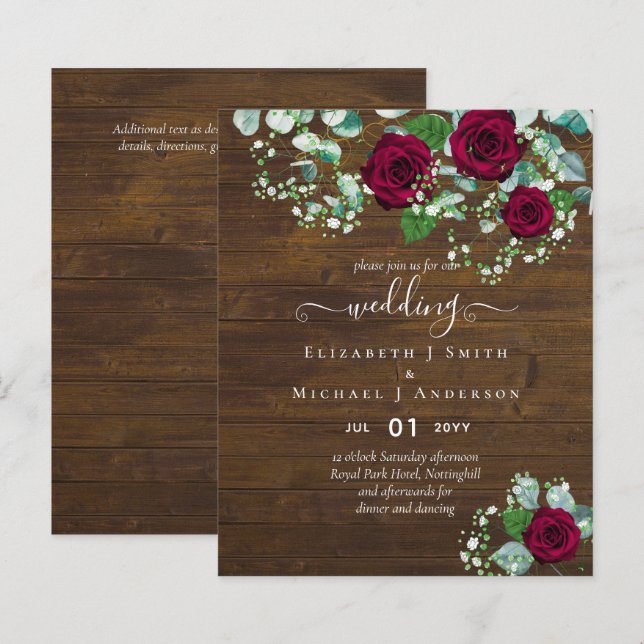 BUDGET Burgundy Rose Eukalyptus Wedding (Vorne/Hinten)