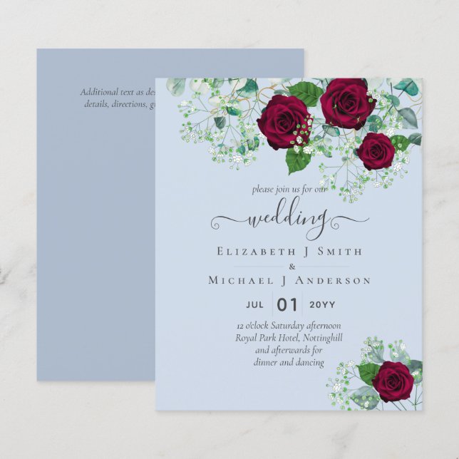 BUDGET Burgundy Rose Eukalyptus Wedding (Vorne/Hinten)