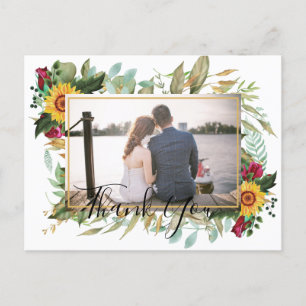 Budget Burgundy Rose Sonnenblumen Danke FOTO Postkarte