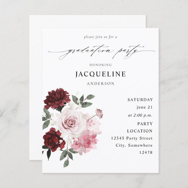 Budget Burgundy Rot & Rosa Bläserstudium Party (Vorne/Hinten)