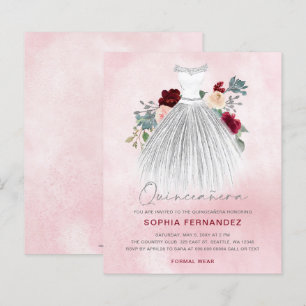 Budget Burgundy Silver Glitzer Kleid Quinceañera