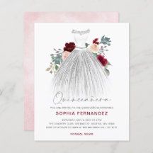 Budget Burgundy Silver Glitzer Kleid Quinceañera