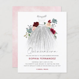 Budget Burgundy Silver Glitzer Kleid Quinceañera