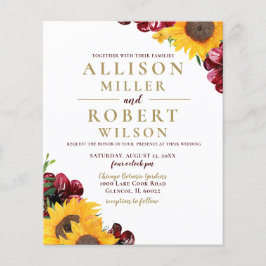 Budget Burgundy Sonnenblumen Einladung