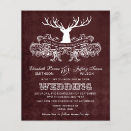 Budget Burgundy Stag Wedding Einladung