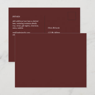 Budget Burgundy UAWG Monochrome Elegant Einfach Postkarte