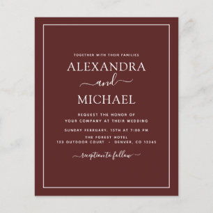Budget Burgundy Wedding Modern Typografy Flyer