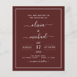 Budget Burgundy Wedding Modern Typografy Flyer