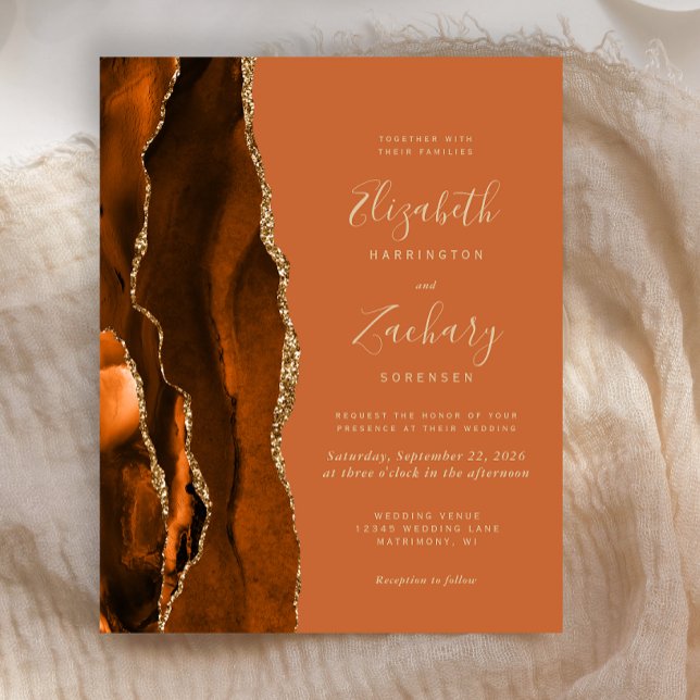 Budget Burnt Orange Agate Hochzeitseinladung (Von Creator hochgeladen)