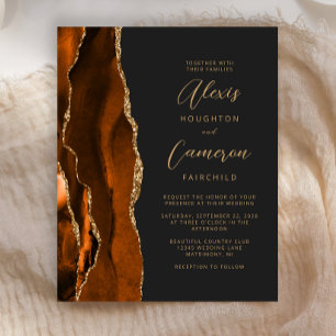 Budget Burnt Orange Agate Schiefer Hochzeitseinlad