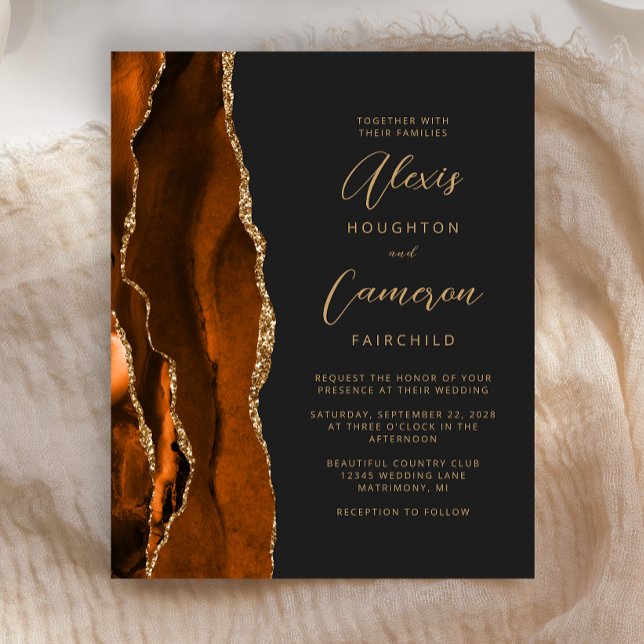 Budget Burnt Orange Agate Slate Hochzeit Einladung (Von Creator hochgeladen)