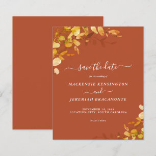 Budget Burnt Orange Botanical Save the Date