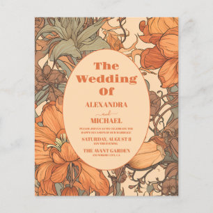 Budget Burnt Orange Floral Art Nouveau Hochzeit