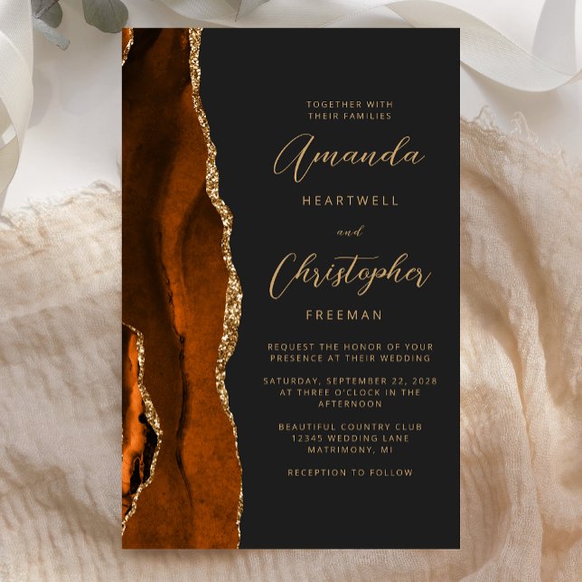 Budget Burnt Orange Gold Agate Dark Wedding (Von Creator hochgeladen)