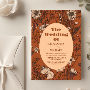 Budget Burnt Orange Wildblumen Hochzeit Flyer