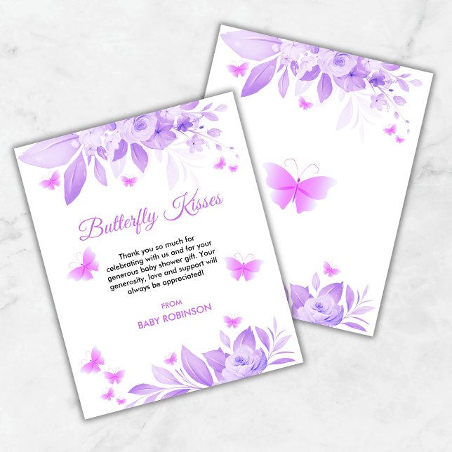 Budget Butterfly Kisses Baby Dusche Danke Karte (Budget Butterfly Kisses Baby Shower Thank You Card )