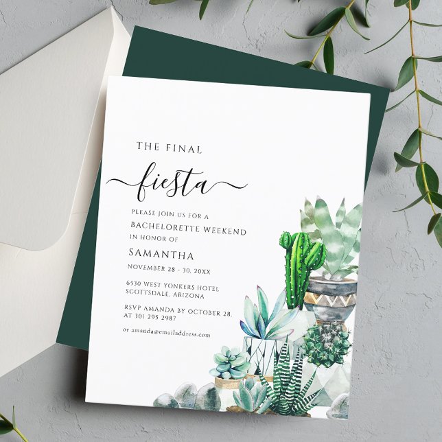 Budget Cacti Pflanze Junggeselinnen-Abschied Einla (Bachelorette Weekend Final Fiesta Cacti Script Party Invitation)