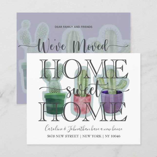 Budget Cactus Watercolor Neue Zuhause Ankündigung (Vorne/Hinten)
