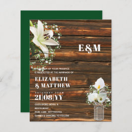 BUDGET Calla Lilies Chic Shabby Wedite Einladung