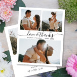 Budget Calligraphy Collage Wedding Danke Flyer<br><div class="desc">Budget, Elegant, Boho Modern Wedding (3) Foto Collage "Liebe & Dank" Script personalisiert erschwingliche Low Budget Hochzeit danke Ihnen Flyer. Stilvolle Hochzeit danke Ihnen Vorlage mit 3 Foto auf der Vorderseite und ein Foto auf der Rückseite. ***BEACHTE! *** HAUSHALTSPAPIER/FLYER IST PAPIERTHIN. ES SIND KEINE ENVELOPEN INBEGRIFFEN.*** AKTUALISIEREN SIE DAS PAPIER...</div>