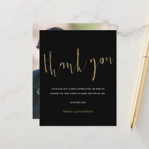Budget Calligraphy Foto Gold Black Wedding Danke