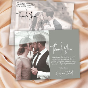 Budget Calligraphy Green Foto Wedding Vielen Dank Postkarte