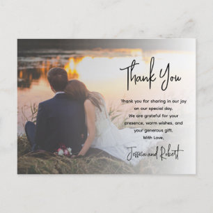 Budget Calligraphy Script Foto Wedding Vielen Dank Postkarte