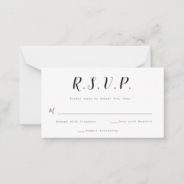 Budget Calligraphy Wedding RSVP Cards Mitteilungskarte (Vorderseite)