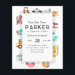Budget Cars Street Kids Transportation Geburtstag Flyer<br><div class="desc">Moderne Honk Beep Vroom Cruise auf über Polizei Auto Fahrrad Scooter School Bus Fire Truck Ice Cream Truck Mailman Postman Cars Trucks Street Kids Transportation Geburtstag</div>