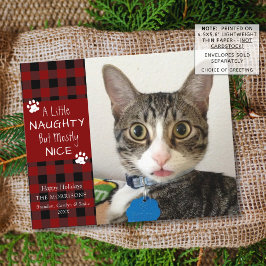 Budget Cat Foto Naughty oder Nice Grußkarte