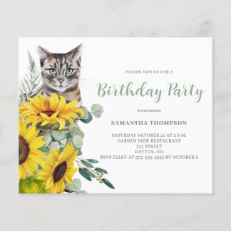 Budget Cat Sonnenblumen Blume Geburtstag Einladung