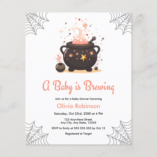 Budget Cauldron Halloween Baby Shower Einladung Flyer (Vorne)