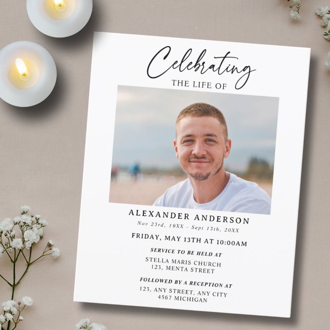 Budget Celebration of Life Black White Funeral (Von Creator hochgeladen)