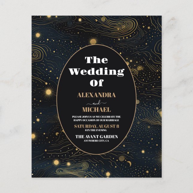 Budget Celestial Crescent Moon Gold Hochzeit (Vorderseite)