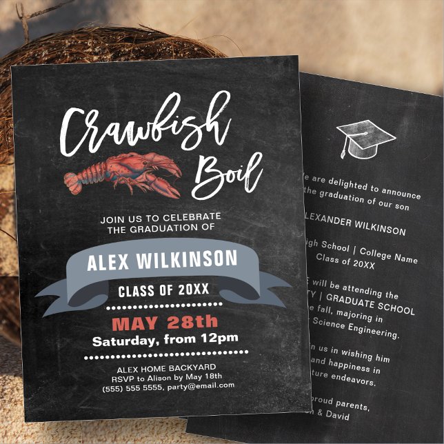 BUDGET Chalkboard GRAD Crawfish Boil Einladung (Von Creator hochgeladen)
