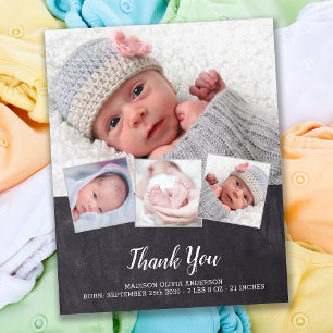 Budget Chalkboard New Baby 4 Foto Danke Karte